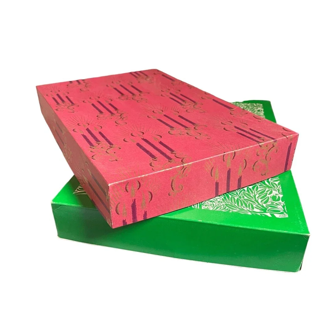 Set 2 VTG 50s 60s Christmas Department Store Shirt Size Cardboard Gift Boxes